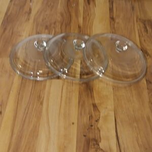 3 Lids 7 7/8" Fits 1 1/2 Qt. Pyrex Casseroles 023 Clear Glass